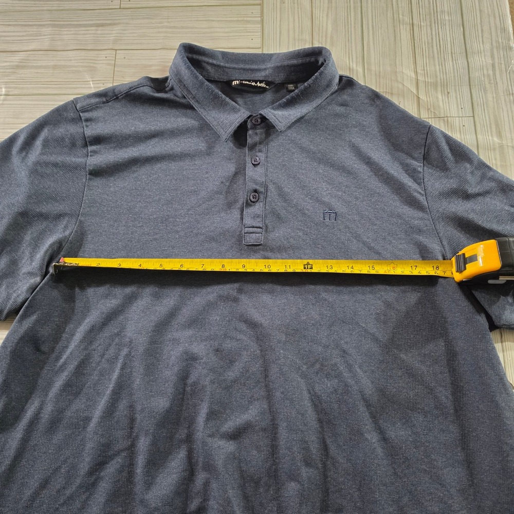 TravisMathew Mens XXXL Blue Heathered Short Sleeve Golf Polo Shirt 13264 - Picture 3 of 6